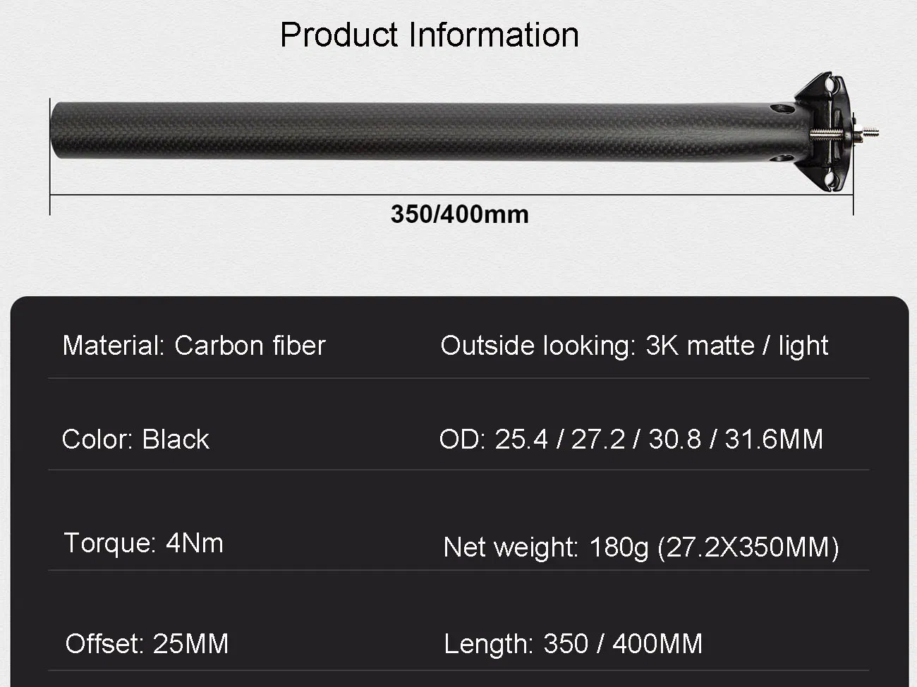 Giclibi Carbon Seatpost MTB Road Bike Carbon Fiber Seatpost Drop Handle Bar