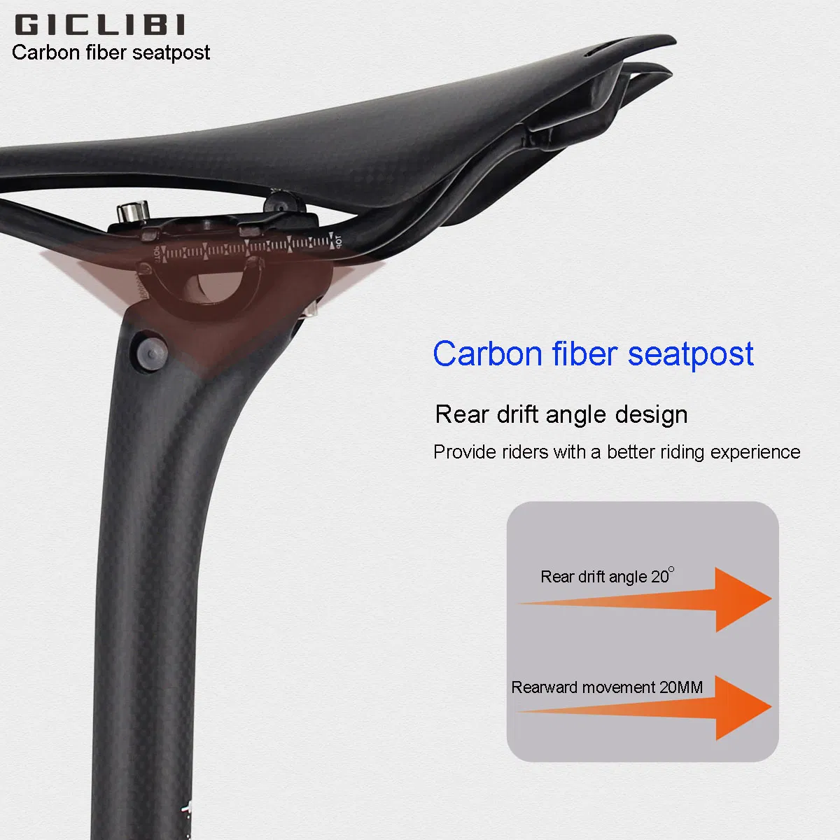 Giclibi Carbon Seatpost MTB Road Bike Carbon Fiber Seatpost Drop Handle Bar